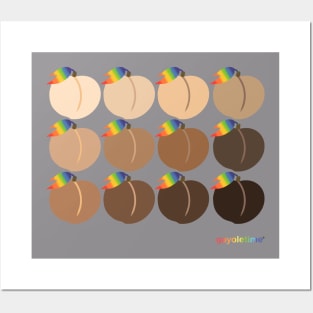 Rainbow Peach Emoji Grid Posters and Art